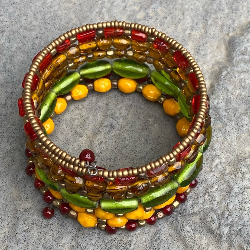 Multi Layer Bead Wrap Bracelet Boho Hippy Chic Gy… - image 5